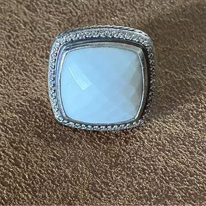 David Yurman 20x20 Silver Ice White Onyx Ring size 7